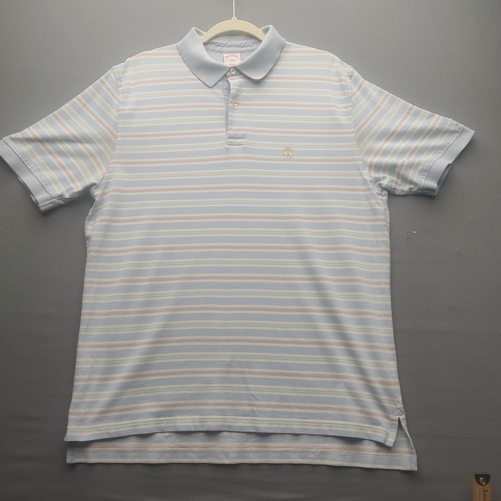 Brooks Brothers 346 Polo Shirt Men's Size Large L Multicolor Striped Preppy